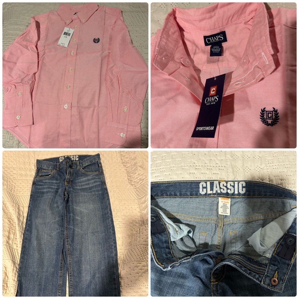 Chaps Pink Button-Up Shirt with Embroidered Logo